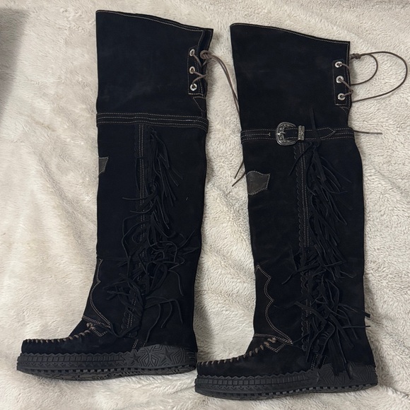 El Vaquero Coleen Silverstone Carbon Fringe Suede Boots - 39 - Picture 7 of 15